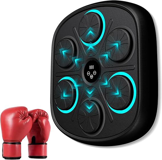OurStarry Smart Music Boxing Machine for Adults and Kids, Wall Mounted Punching Trainer with Boxing Gloves, LED Electronic Target, 9 Modes and 9 Speeds, Home Gym Workout Equipment