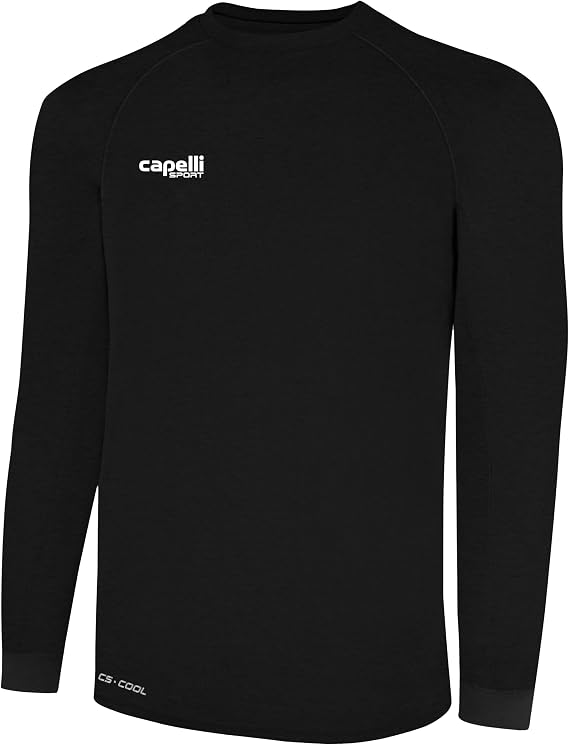Capelli Sport Unisex Adult Youth Workout Top, Long Sleeve Crew Neck Exercise Training Jersey for Boys and Girls