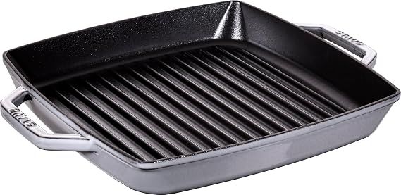 STAUB 1004886 Cast Iron Double Handle Grill Pan 28 x 28 cm Graphite Grey