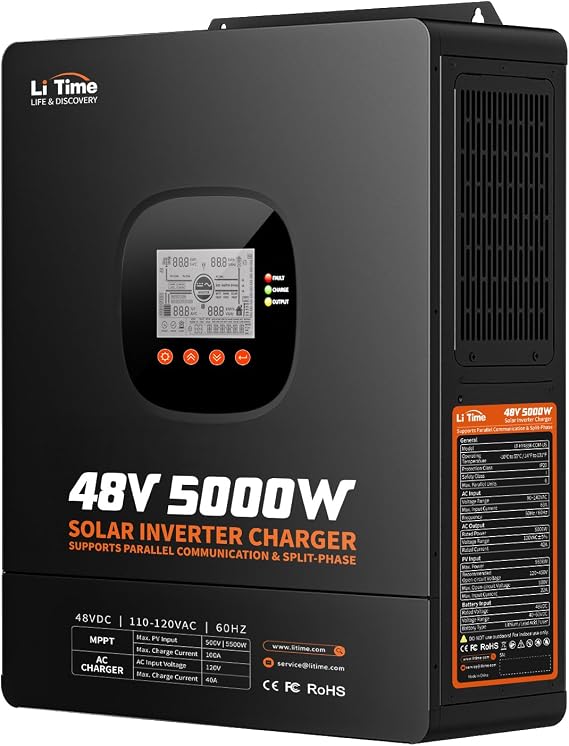LiTime 5000W Solar Inverter Charger, 48VDC-110V/120V AC (Support Parallel)