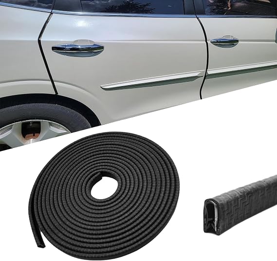 16.4Ft(5M) Car Door Edge Guards, Car Door Edge Protector, No Glue Auto Door Entry Guard Protective Strip, Auto Door Protection Anti-Collision Rubber Clips Fit Most Cars (Black, 5 Meters)