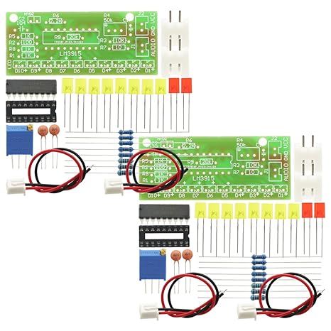 2Pcs 10 Audio Level Indicator LM3915 DIY Kit Electronic Audio Indicator Suite