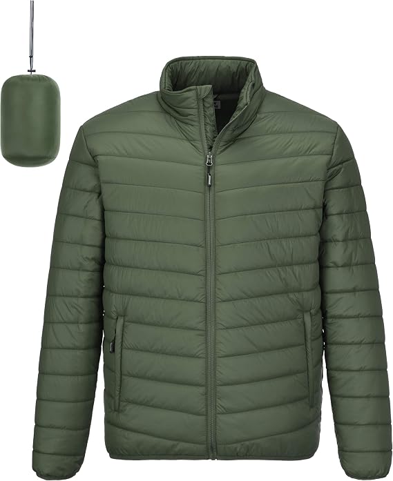 Outdoor Ventures Men's Packable Puffer Jacket Lightweight Winter Puffy Coat
