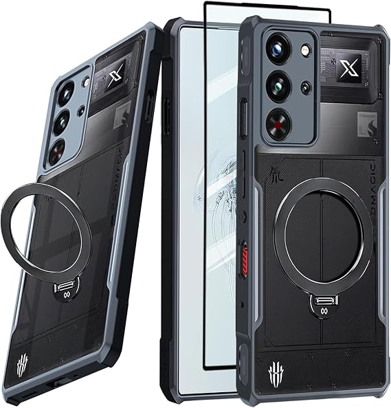 Case for Red Magic 10 pro/10 pro+/10s pro/10s pro+, [with ring stand], hard PC + soft TPU cover, clear case, thin mobile phone case, shockproof protective cover with 1 piece protective film