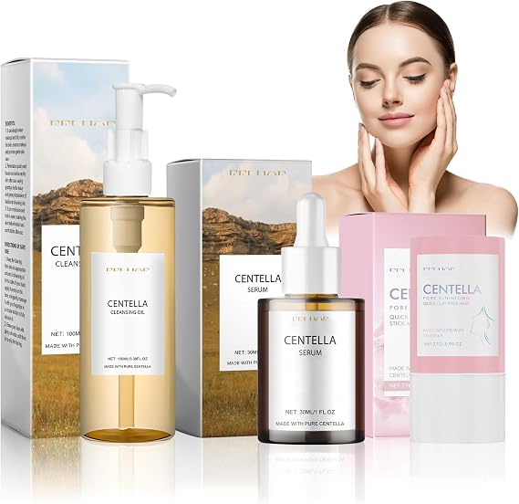 3 Piece Skincare Centella Kit, Centella Cleansing Oil + Centella Serum