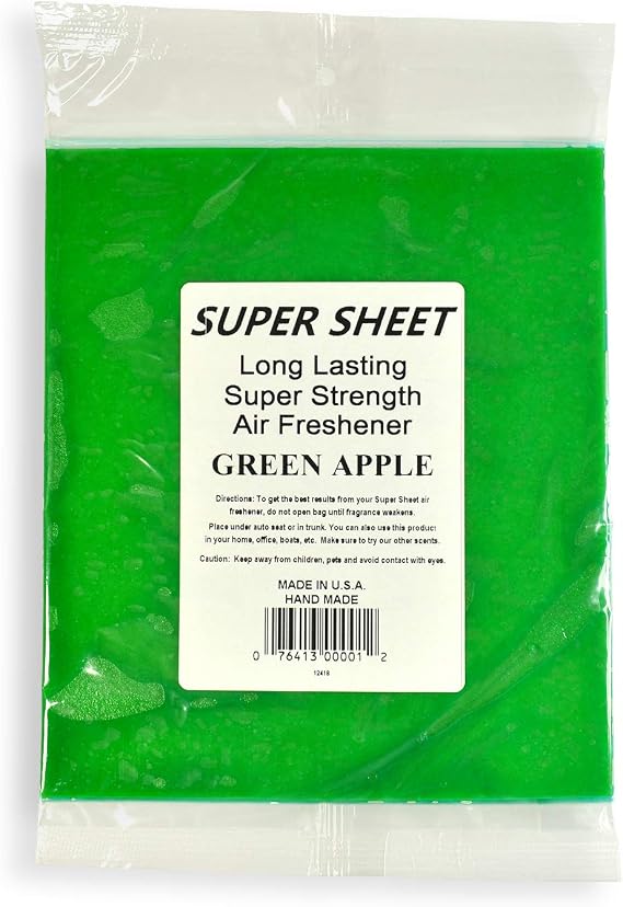Super Sheet Large (8"x7") Under Seat Car Air Freshener (Green Apple)