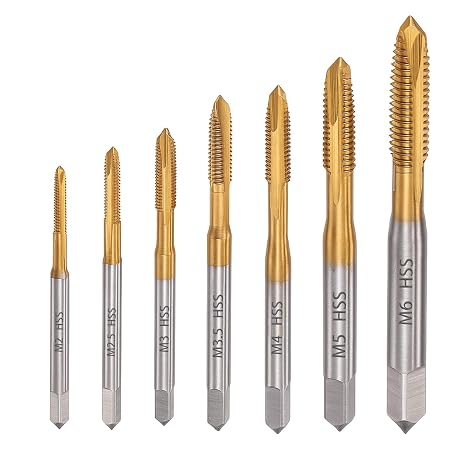 7pcs Spiral Point Thread Tap Set, M2 - M6 Metric Thread Screw Taps | HSS Machine Screw Tap Drill Set, Screw Tapping Threading Tools