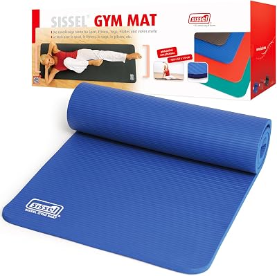 SISSEL Gymnastics Mat Blue 0.6 inches | Skin-Friendly & Non-Slip | Optimal Cushioning | Easy to Roll Up | For Fitness & Yoga | Dimensions: 71 x 24 inches