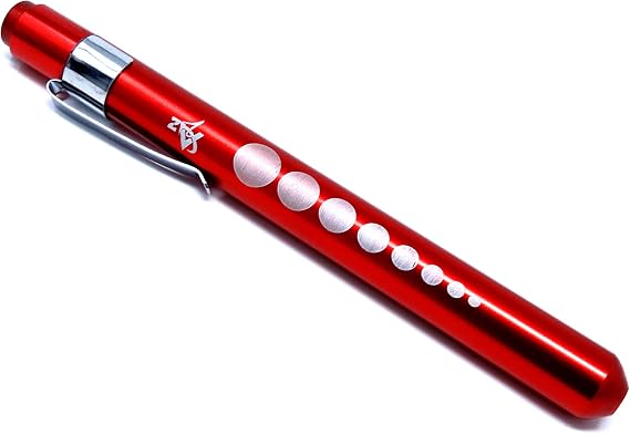A2Z SCILAB Penlight Reusable Aluminum LED Pen Light with Pupil Gauge for Nurses Doctors Students with Pocket Clip (RED)