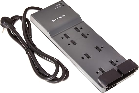 Belkin 8-Outlet Power Strip Surge Protector w/Flat Plug, 6ft Cord Ideal for Computers, Home Theatre, Appliances, Office Equipment (3,550 Joules) - (Pack of 3)