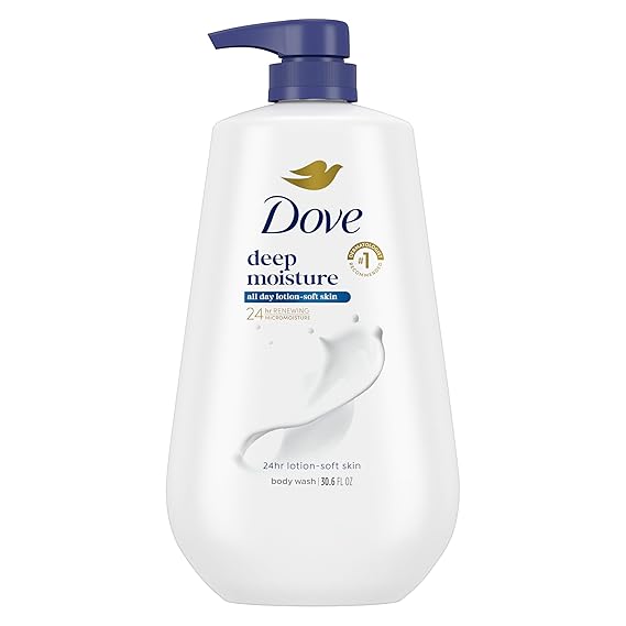 Dove 24hr Lotion Body Wash Deep Moisture, 30.6 oz | Moisturizing body wash with MicroMoisture technology for 24-hour hydration and lotion-soft skin