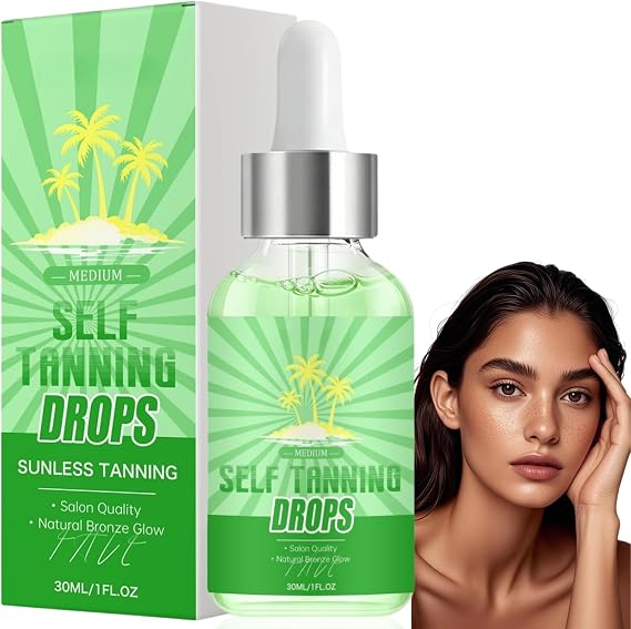 Self-Tanning Face Drops,Self-Tan Drops,Customizable Facial Tanning Dr/ops & Gradual Tan Moisturiser,Self-Tan Sun Dr/ops,Streak-Free Natural Fake Tan for the Face,Non-Greasy Formula,30ml #Medium