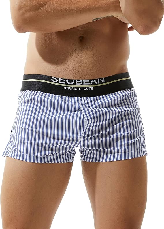 SEOBEAN Mens Sexy Low Rise Stripe Boxer Trunks Shorts 80503