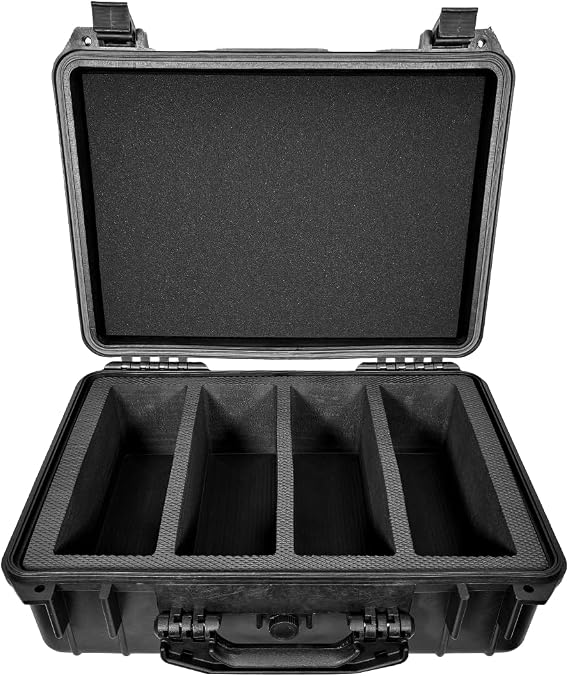Seismic Cases - SC-SA006-4 slot Trading Card Storage Case - Hard Shell Trading Card Box for Graded sports Cards - 126 Card Capacity - Baseball, Football, Basketball, Slab Carry Case