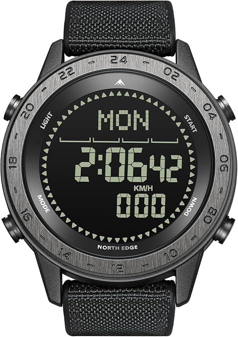 NORTH EDGE Men's Watches Military Watches for Men Carbon Fiber Waterproof for Men Date Display Nylon Army Tactical Sports Minimalist