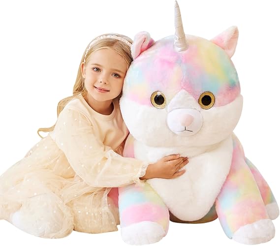 EARTHSOUND Giant Caticorn Cat Stuffed Animal, 23" Full Size Soft Plush