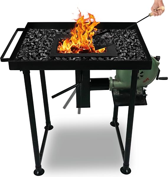 SIMOND STORE Coal Forge Stand: fire Pot & Hand Blower Blacksmith Forge kit- | perfect for coal forge fire pots & hand blowers blacksmithing starter kit with Steel coal forge kit Stand - forge starter kit