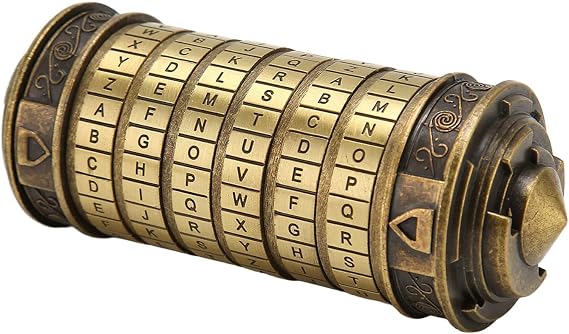 Da Vinci Code Mini Cryptex Lock Puzzle Box with Compartments for Notes Paper Money Rings Jewelry, Interesting Creative Romantic Birthday Gifts for Her