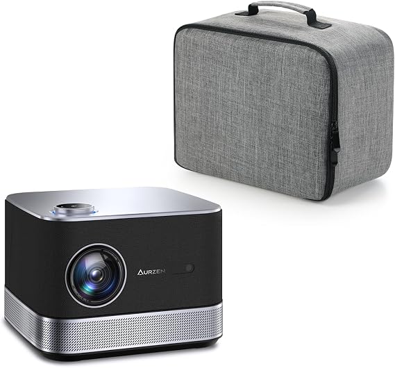 AURZEN BOOM 3 3-in-1 Smart Projector with Carrying Case, DoIby Audio & 36W Speakers, NetfIix-Officially-Licensed, Auto Focus & Keystone, 500 ANSI, Native 1080P Movie Projector
