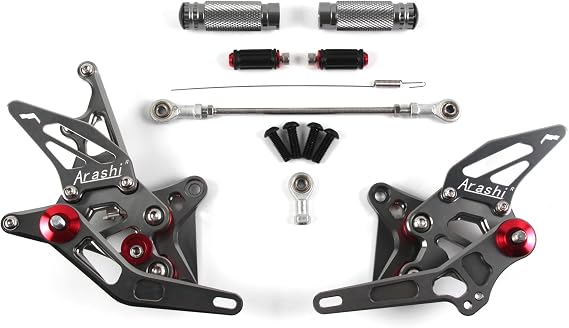 Arashi Version 1.0 Adjustable Rearsets for Suzuki Hayabusa GSXR 1300 2008-2020, Gray Motorcycle Accessories Parts