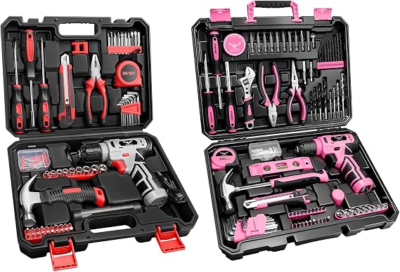 JENABOM Tool Set - 8V Cordless Drill Set, Home Tool Set With Hand Drill, Tool Kit for Women & Men, Perfect for Homeowner, Diyer, Handyman