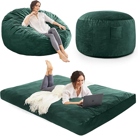 Bean Bag Chairs for Adults - Giant Bean Bag Convertible Floor Sofa