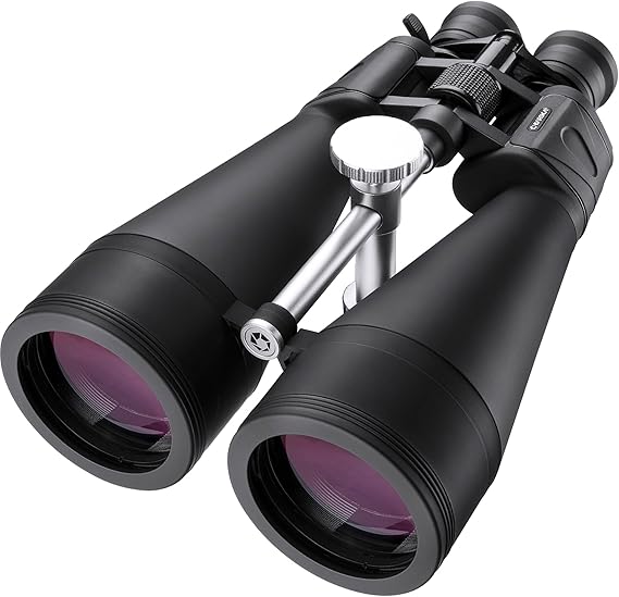 BARSKA Gladiator 25-125x80 Zoom Binoculars (Green Lens, Braced-in Tripod Adapter), Black