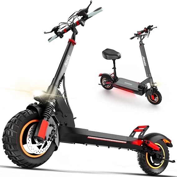 M4 Electric Scooter for Adults with Seat Off Road Escooter Fast 28mph E Scooter Long Range 31-37 Miles 300 Lbs+ Heavy Duty Electric Scooters All Terrain Foldable for Teens Commuting