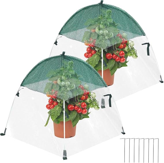 2 PCS Garden Plant Cover, Outdoor Plant Protector for Raised Beds, Garden Row Accelerator Plants Cover with Insect Net Greenhouse Frost Cover & Vegetable Plant