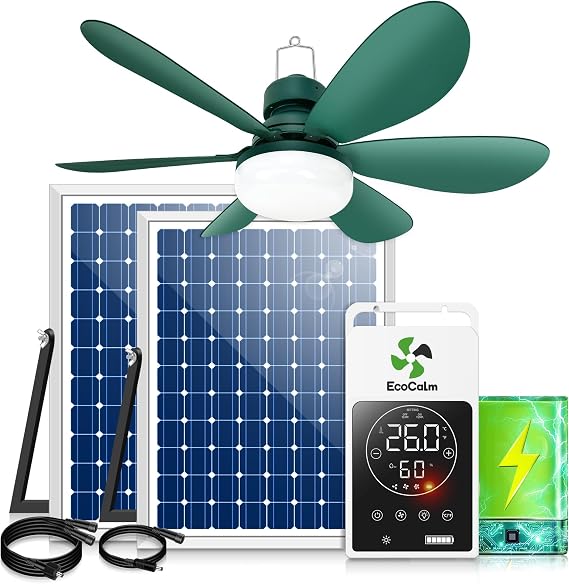 Solar Ceiling Fan with Smart Thermostat Outside fan for Chickencoop