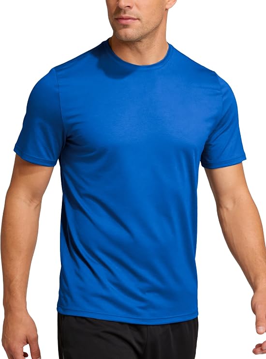 Mens Workout Shirts Dry Fit 4 Way Stretch Short Sleeve Gym Tee