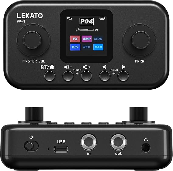 LEKATO Multi-Effects Guitar Pedal with 80 Presets, 6 Effects Modules, 20 Amp Models, 20 IR Cabinet Simulation, USB OTG Audio Recording with App &amp; BT, Portable Guitar Bass Effects Processor