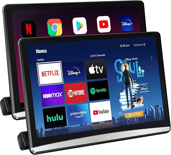 12.4Android 13 Car TV Headrest Monitor(Pair),Car Rear Entertainment System | Support Phone Wireless Connection Mirror Link ,with WiFi/Bluetooth/HDMI/USB/FM/AV in/SD/Airplay Video Player