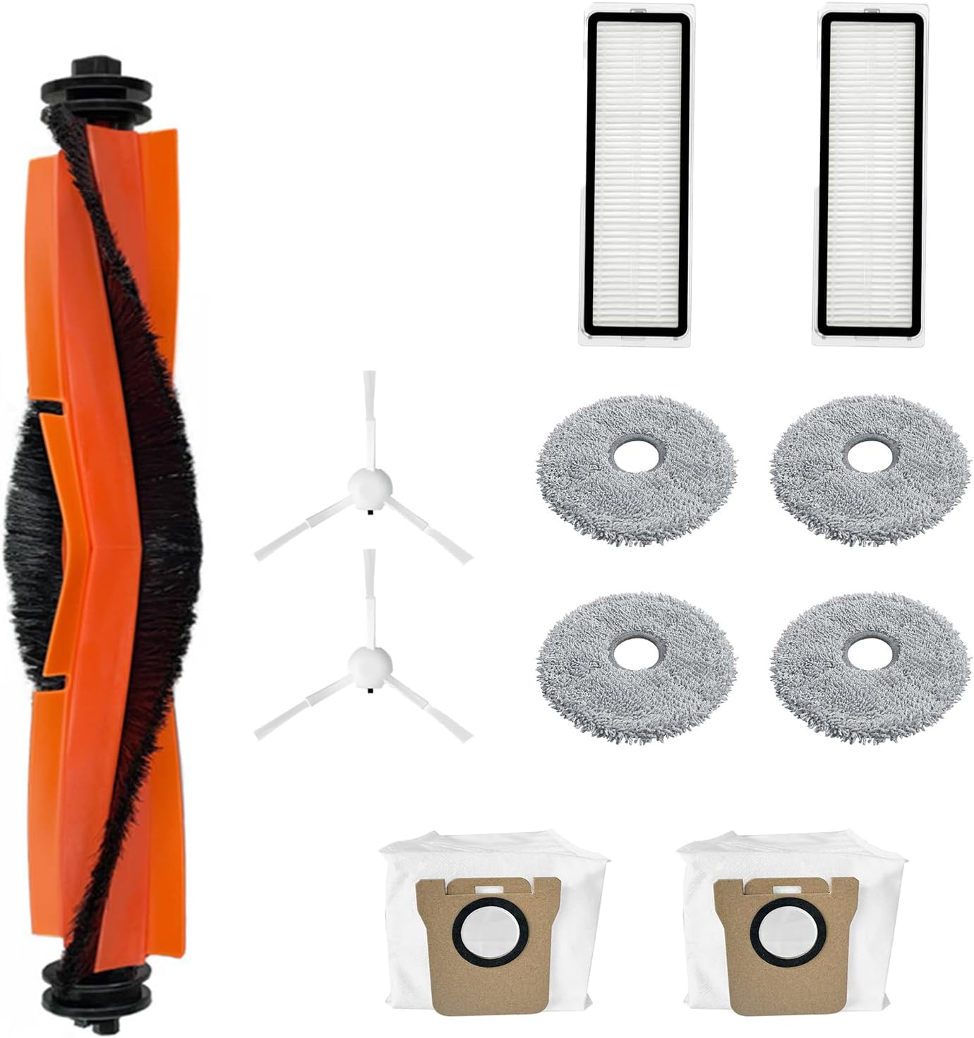 11 PCS Robot Vacuum Cleaner Accessories for Xiao-mi Mijia X20X20 Plus, 1xMain Brush2xSide Brush2xFilter4xWipe2xDust Bag