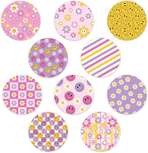 Dexcom Adhesive Mix Design - Adhesive Patches with Split Backing, Easy to Apply x 10 Pack - Smiley (Full Circle NO Cut)