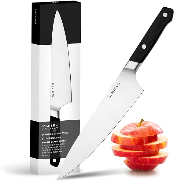 Misen 8 Inch Chef Knife, AUS-10 Japanese Stainless Steel - Black