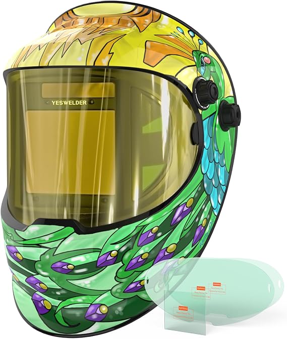 YESWELDER Auto Darkening Welding Helmet, 180 View, LYG-Q800D-PC | Wide shade control for WELD/CUT/GRIND, 1/1/1/1 True Color, 1/30000s response
