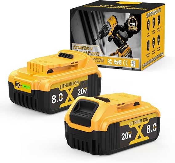 2Pack 8.0Ah Lithium-Ion Batteries Replacement for Dewalt 20v Max Battery