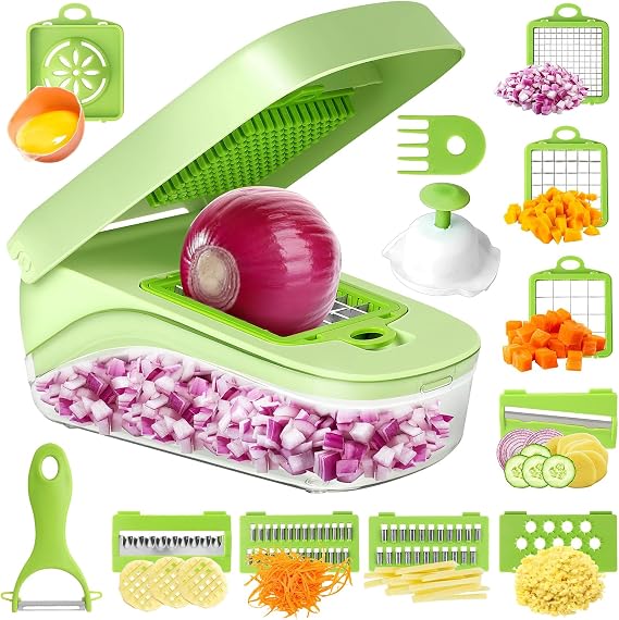 8 Blade Vegetable Chopper, Food Chopper With Container, Onion Chopper Vegetable Cutter Kitchen Gadgets,