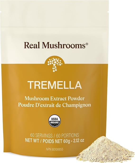 Real Mushrooms Tremella Mushroom Powder Organic Tremella Extract from Fruiting Body for Daily Wellness Routine Vegan, Non-GMO, No Fillers 60 Servings Mushroom Blend Supplements