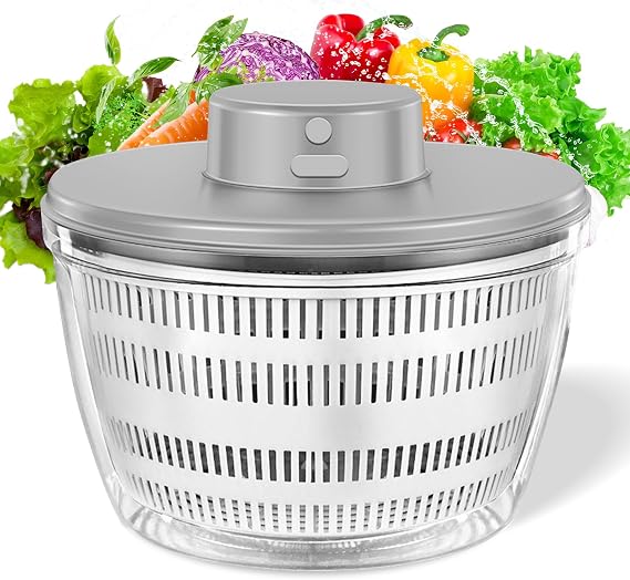 USB Electric Salad Spinner,4L Large Capacity Lettuce Vegetable Washer Dryer