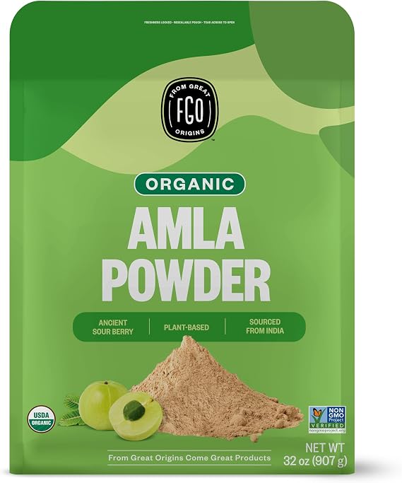 FGO Organic Amla Powder, 2 Pound / 32oz, USDA Organic Indian Gooseberry (Amalaki), Non-GMO, Natural Vitamin C - 100% Raw and Natural (Pack of 1)