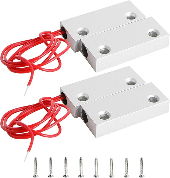 Aoje-Link MC-52 NO Wired Magnetic Switch Door Window Reed Switch Micro Alarm Magnetic Contact Security Silver Gray 2pcs