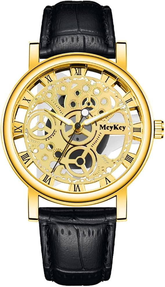 Automatic Watch Women Gents Quartz Watch Men Bottom Hollow Imitation Mechanical Watch Men Belt Watch Islander Watch