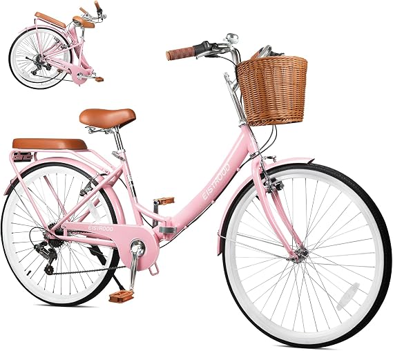 26 Inch Beach Cruiser Bike for Women, Hybrid Womens Bike with 7 Speeds, Adjustable Seat, Lightweight Women Beach Cruiser Bike with Anti-Skid Tire, V-Brake