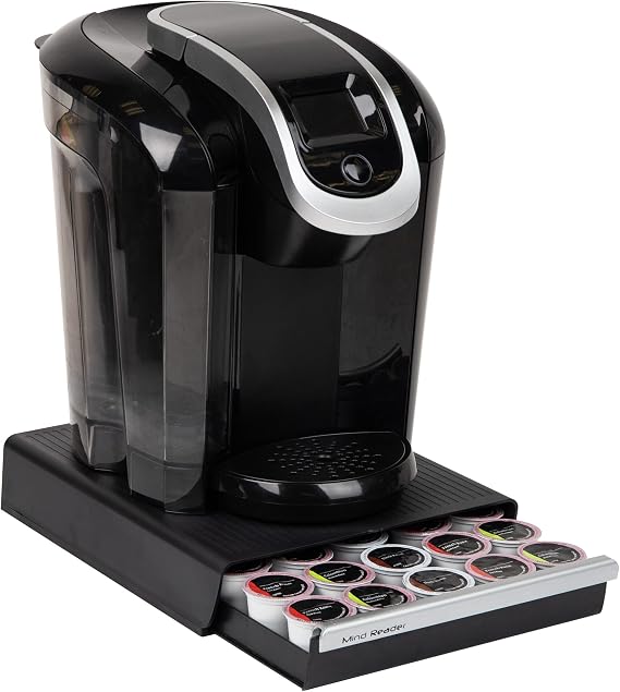 Mind Reader Single Serve Coffee Pod Drawer, 30 Pod Capacity, Countertop Organizer, 10.5"L x 12.75"W x 2.5"H, Black