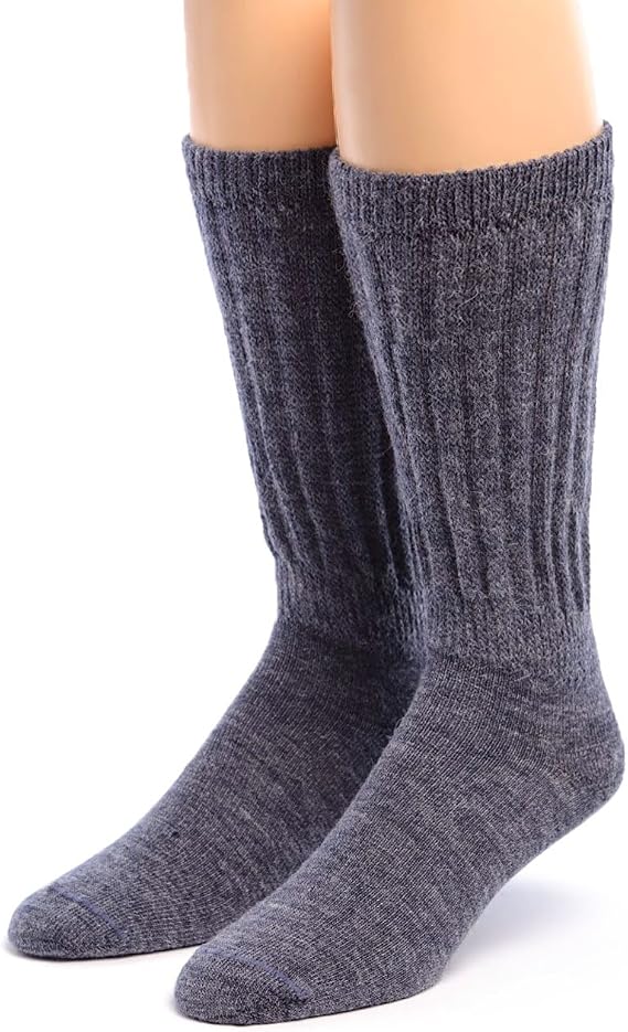 WARRIOR ALPACA SOCKS Extra Wide Loose Top Terry Lined Alpaca Socks Unisex Comfort Band Crew
