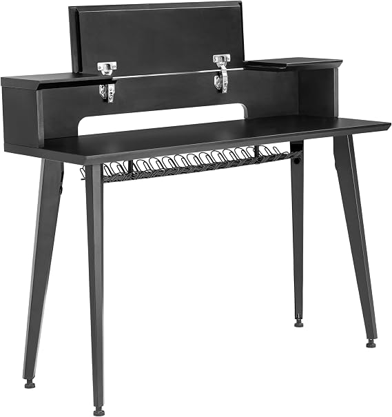 Gator Frameworks Elite Series 61-Note Keyboard Desk with Flip-Top Design and Rear Cable Passthrough, Black Finish (GFW-ELITEKEYTBL61-BLK)