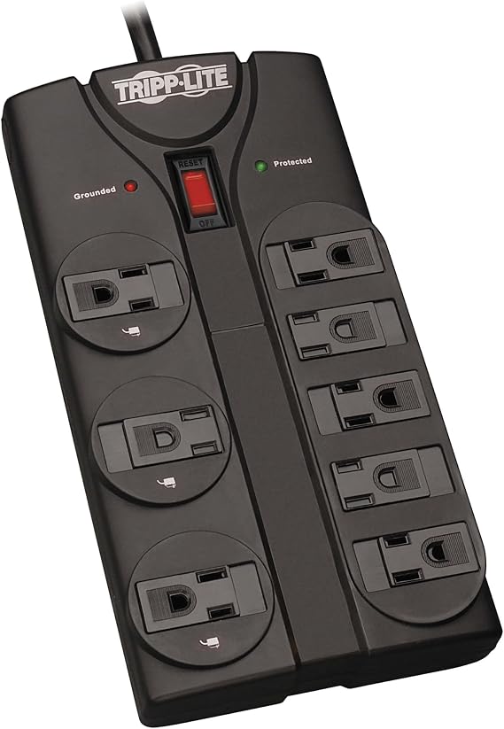 Eaton Tripp Lite TLP808B Black Flat Plug Surge Protector 8 Outlets