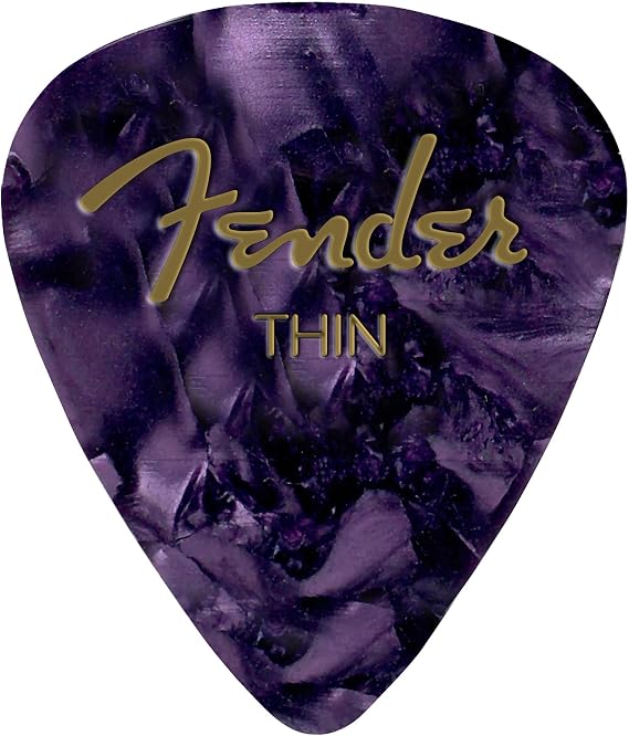 Fender Premium Celluloid Guitar Picks 351 Shape, Purple Moto, Thin, 12-Pack